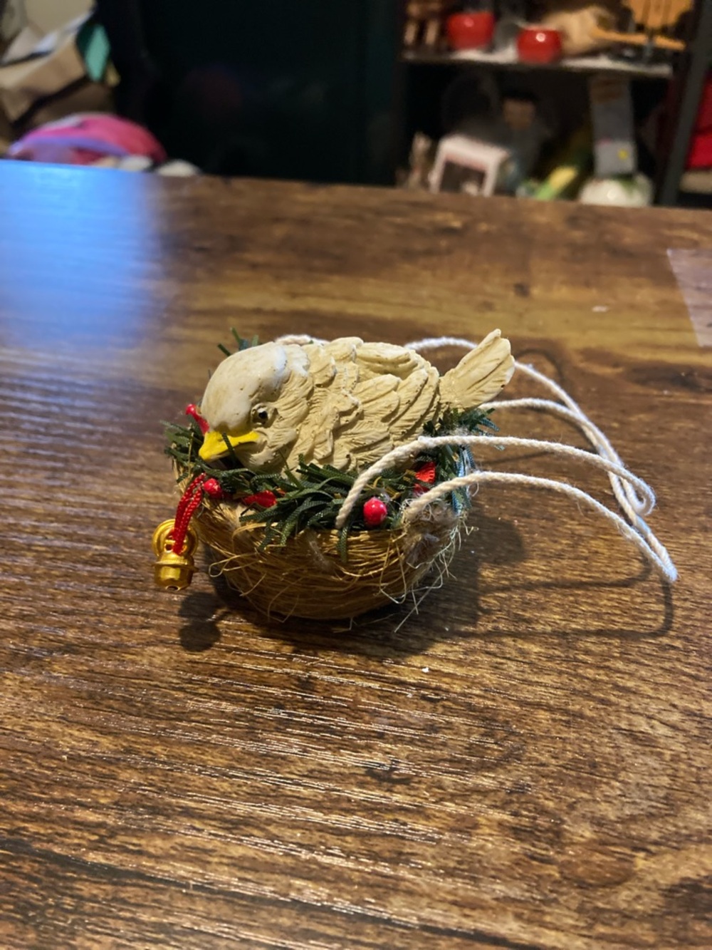 Vintage ceramic bird in nest ornament